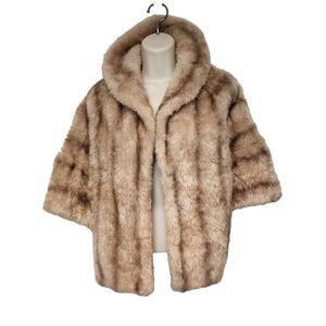 Regina Glenara by Glenoit Women’s Vintage 1960s Tan Faux Fur  Shoulder Wrap SM